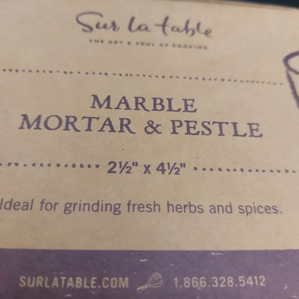 SUR LA TABLE Marble Mortar & Pestle Set Small 4.5